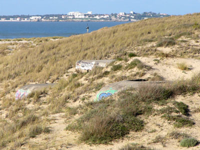 Blick ber die Gironde-Mndung auf die Pointe de Vallieres stlich von Royan