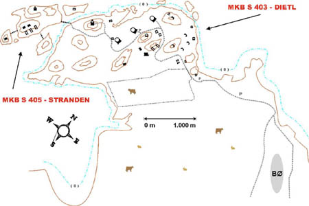 Stark vereinfachter Lageplan der Batterie Dietl